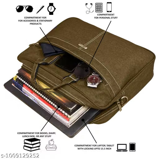 Khaki Color Linen 10L Messenger Bag For Men & Women