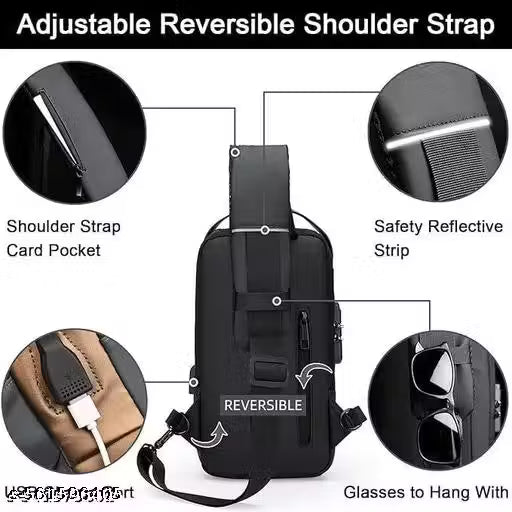 Anti Theft Backpack for Women, Sling Bag For Men CrossBody Backpack For Men Women, Anti-Theft Chest Bag With USB Charging Port, Messenger Bags, Casual Shoulder Bag, Handbag