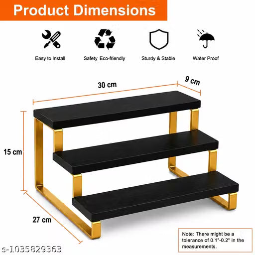 multipurpose 3 tier Rack Golden & Black