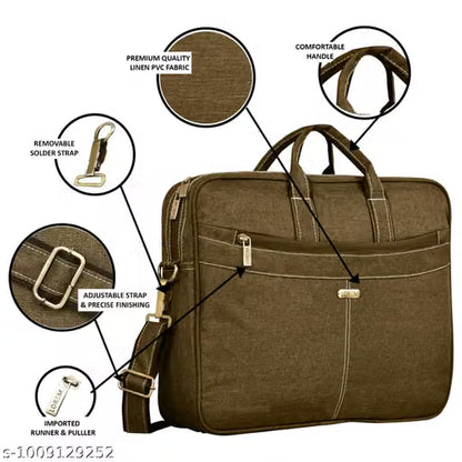 Khaki Color Linen 10L Messenger Bag For Men & Women