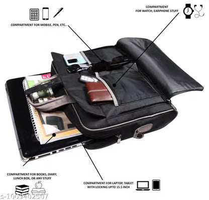 Black Color Linen fabric 10L Messenger Bag For Men